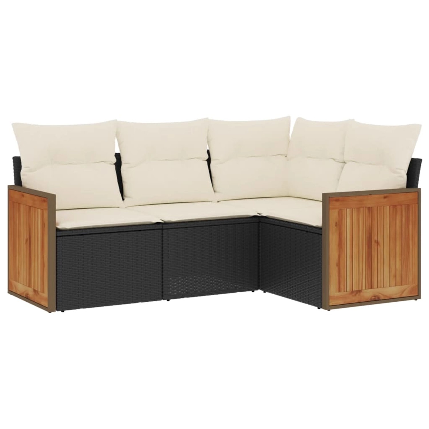 vidaXL 4-Tlg Garten-Sofagarnitur mit Kissen Schwarz Poly Rattan 3260012 günstig online kaufen