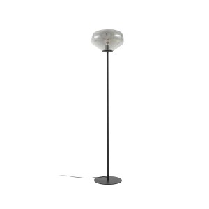 Moderne Lindby Stehlampe Lelia aus Alu und Glas, 1-flammig, für Wohnzimmer.