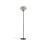 Moderne Lindby Stehlampe Lelia aus Alu und Glas, 1-flammig, für Wohnzimmer.