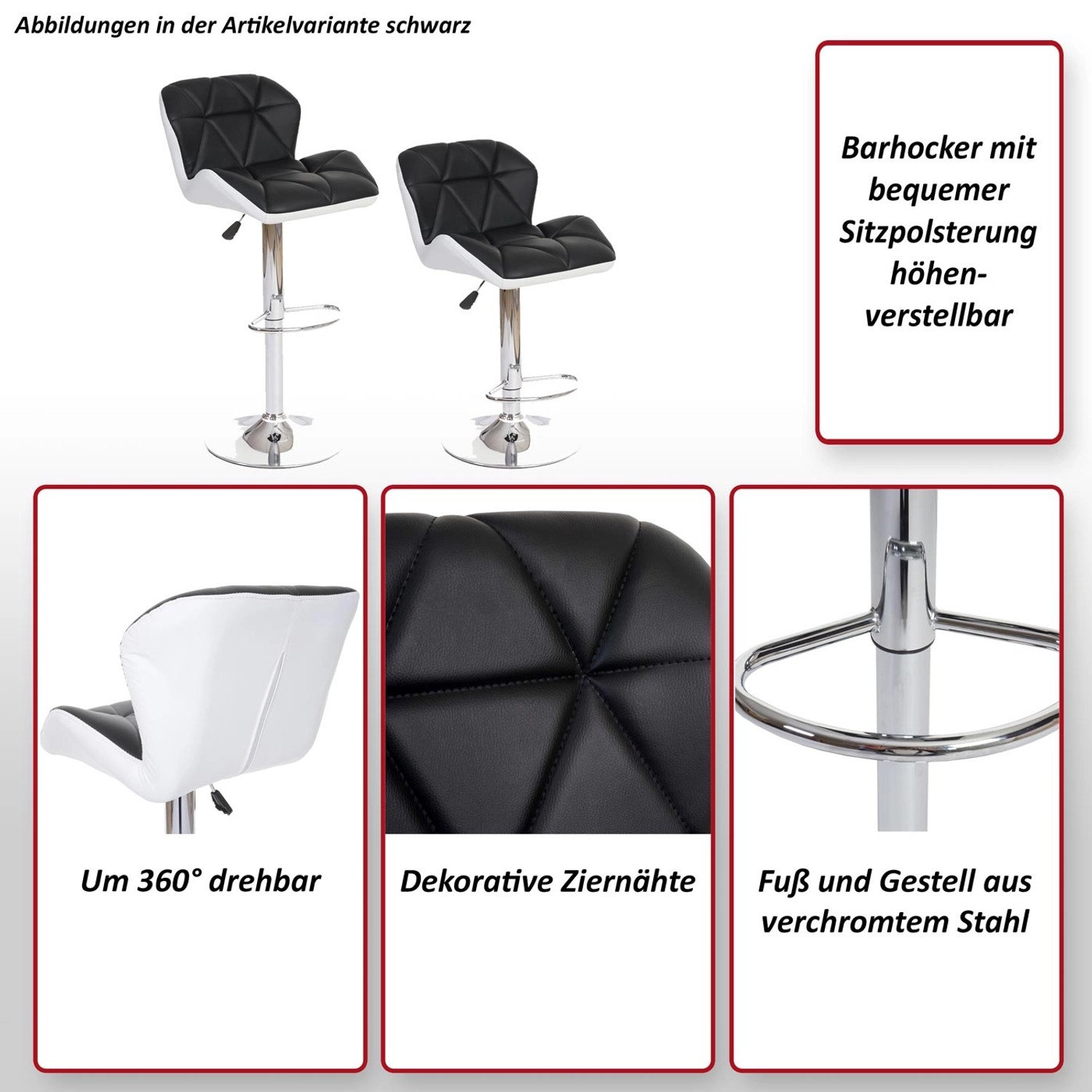 2er-Set Barhocker A92 in Grün mit Kunstleder, höhenverstellbar und drehbar.