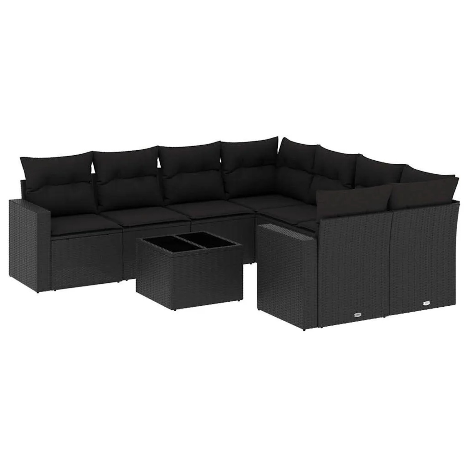 vidaXL 9-Tlg Garten-Sofagarnitur mit Kissen Schwarz Poly Rattan 3251092 günstig online kaufen