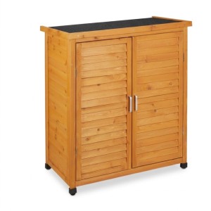 Relaxdays Gartenschrank Holz Natur Witterungsbeständig mit Dachpappe 97 cm x 86,5 cm x 47 cm 15 kg