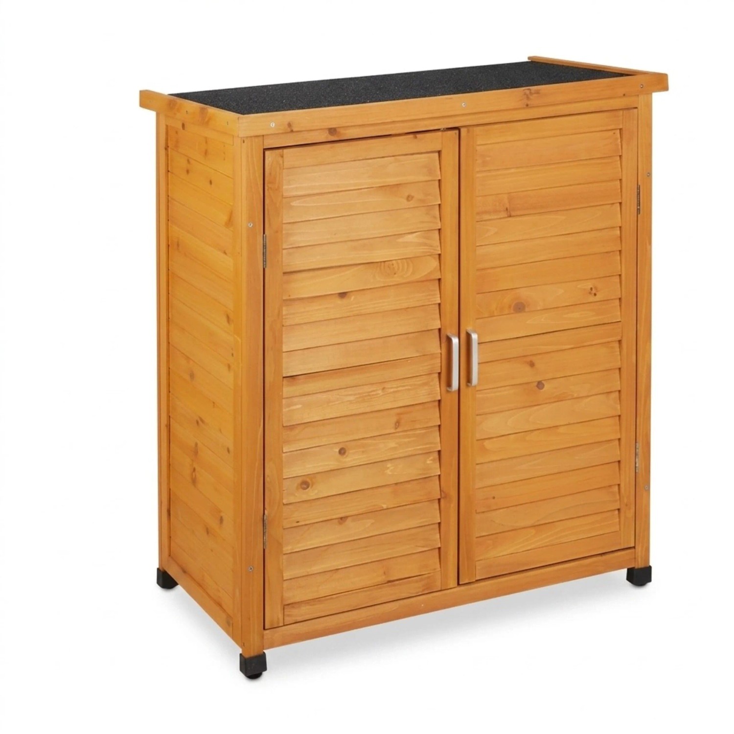 Relaxdays Gartenschrank Holz Natur Witterungsbeständig mit Dachpappe 97 cm x 86,5 cm x 47 cm 15 kg