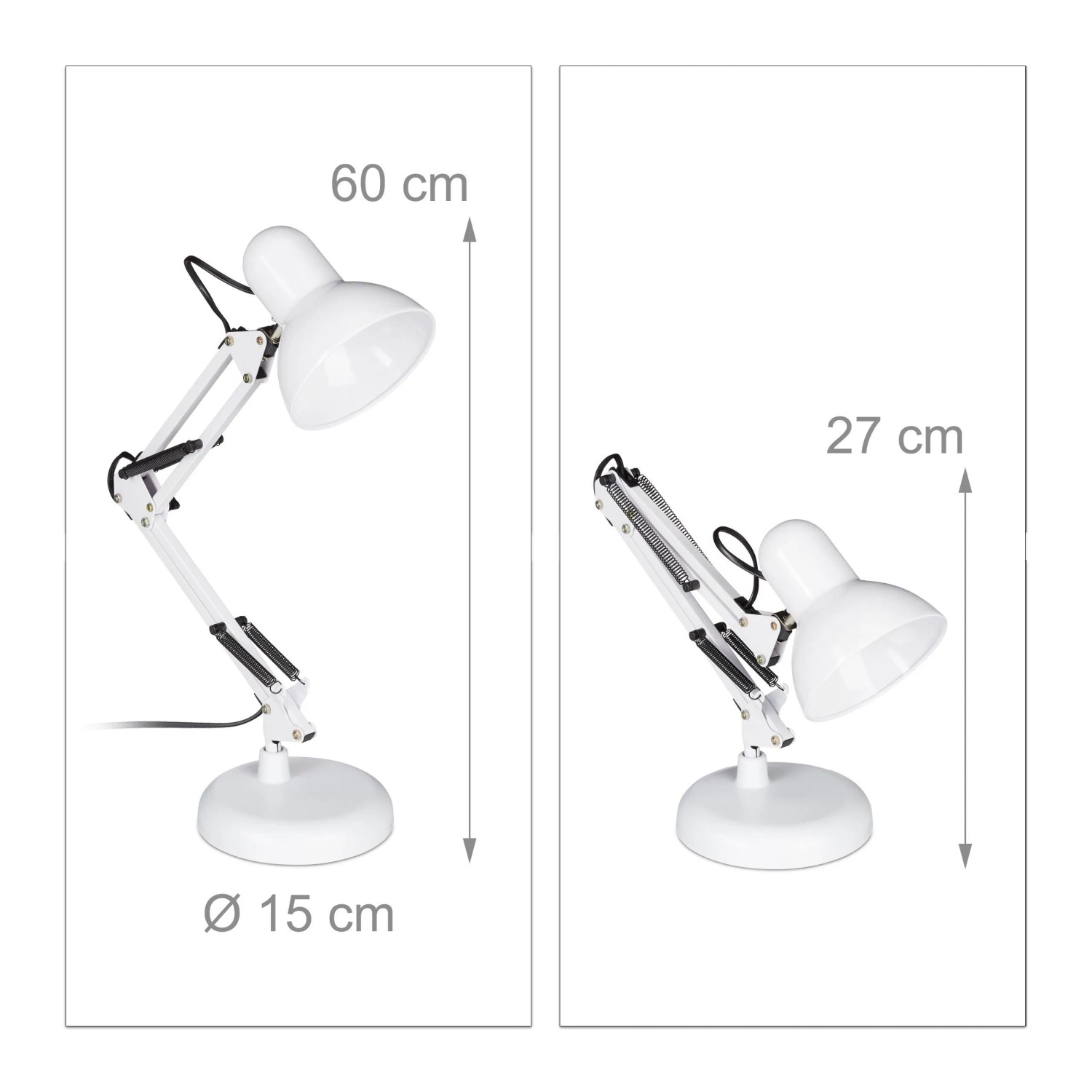 Relaxdays Schreibtischlampe Metall Weiß Schwenkbar 50 x 27 x 15 cm 1,4 kg_4