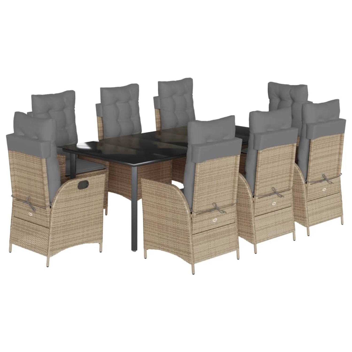 vidaXL 9-Tlg Garten-Essgruppe mit Kissen Beige Poly Rattan 3213273 günstig online kaufen