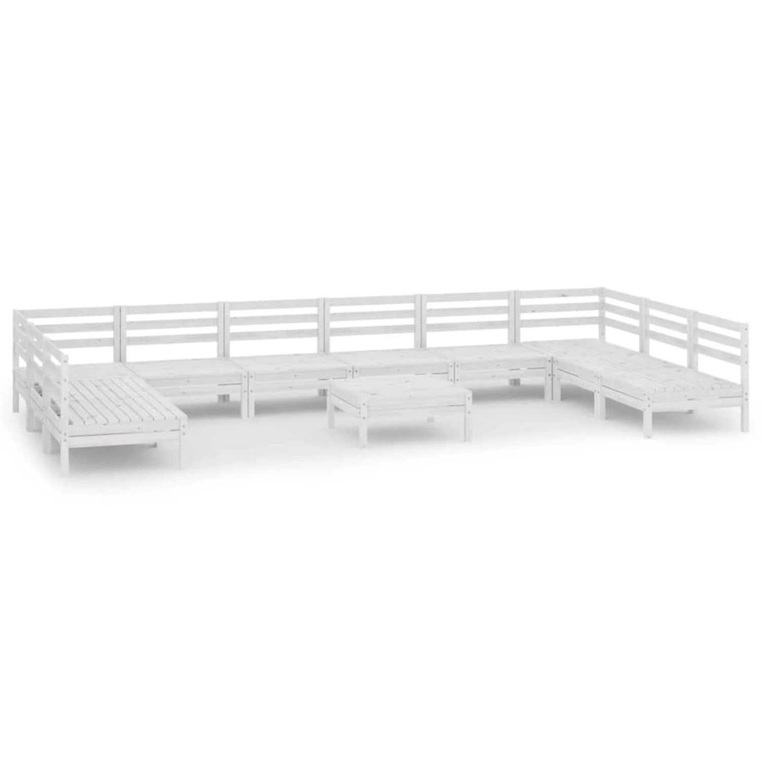 vidaXL 11-Tlg Garten-Lounge-Set Weiß Massivholz Kiefer 3083430