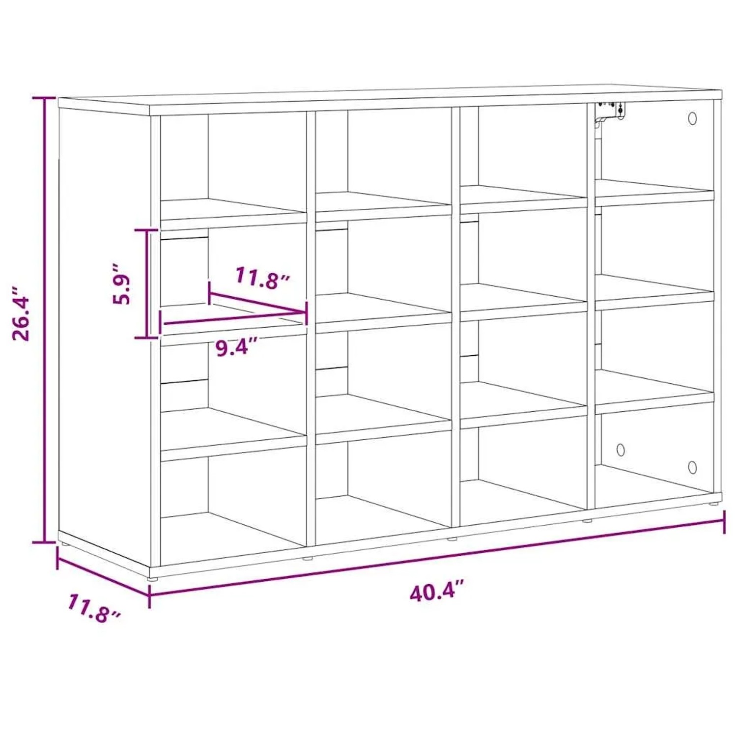 vidaXL Schuhschrank mit Regal Betongrau 103 x 30 x 67 cm Holzwerkstoff 808733_10
