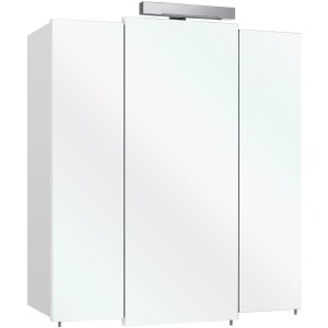 Pelipal Spiegelschrank Quickset 312, weiß glänzend, 68 cm breit, mit Aufsatzleuchte.