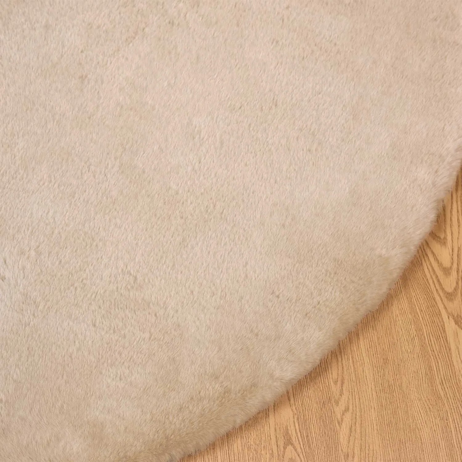 vidaXL Kunstfell Hasen Teppich Olite Taupe Ø 120 cm Polyester 42021757_7