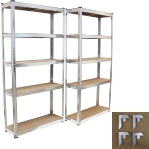 2er Set TRUTZHOLM Schwerlastregale, 180x90x30 cm, mit 5 Böden und Regalverbindern.