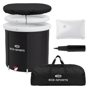 ECD Germany Eisbad 80cm, schwarz-weiß, mit Zubehör wie Pumpe, Kissen und Tasche.