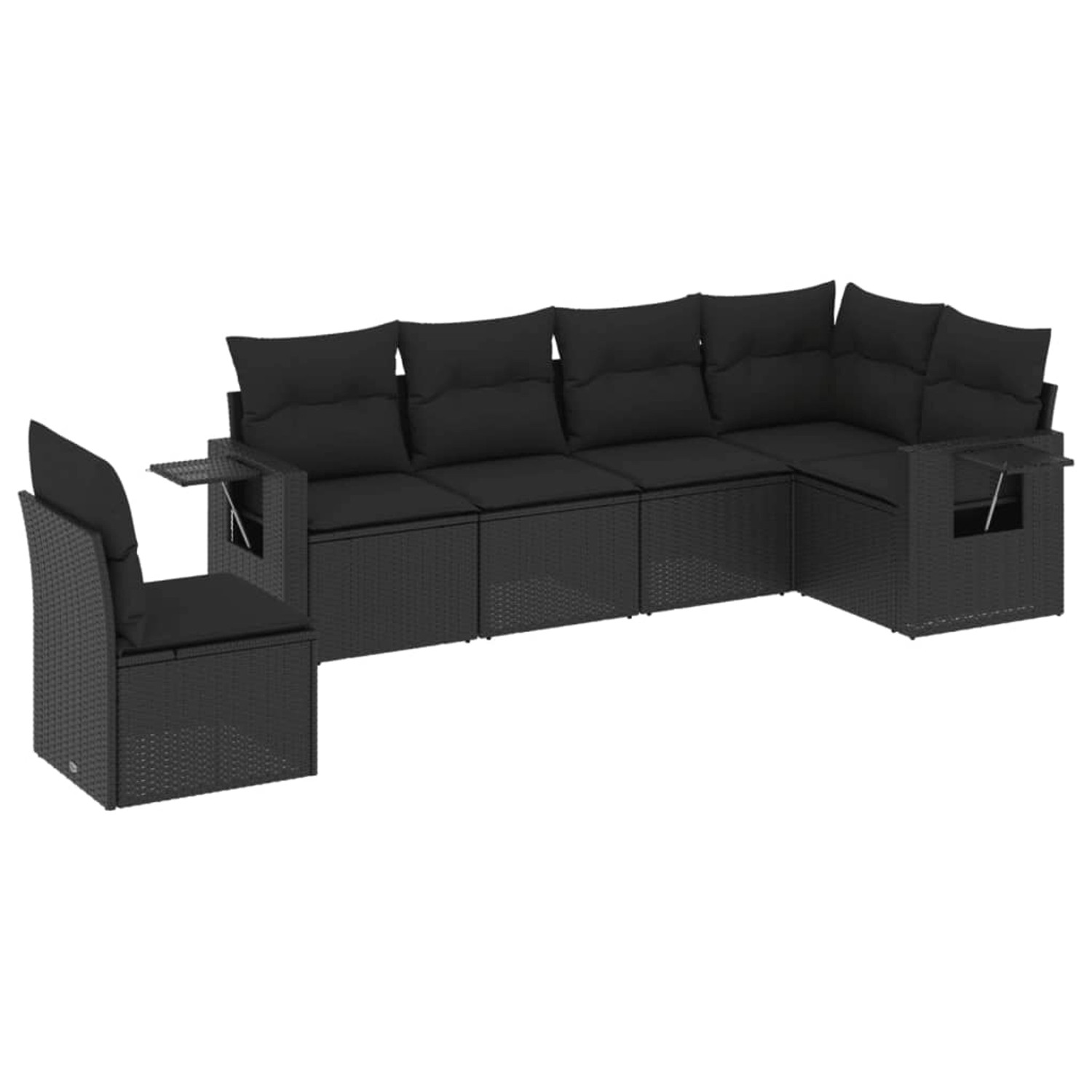 vidaXL 6-Tlg Garten-Sofagarnitur mit Kissen Schwarz Poly Rattan 3220224 günstig online kaufen