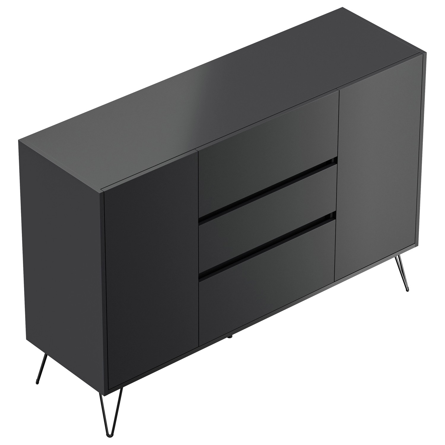 Posseik Sideboard Industrial N 3 Schubladen 2 Türen 140 cm Grafit günstig online kaufen