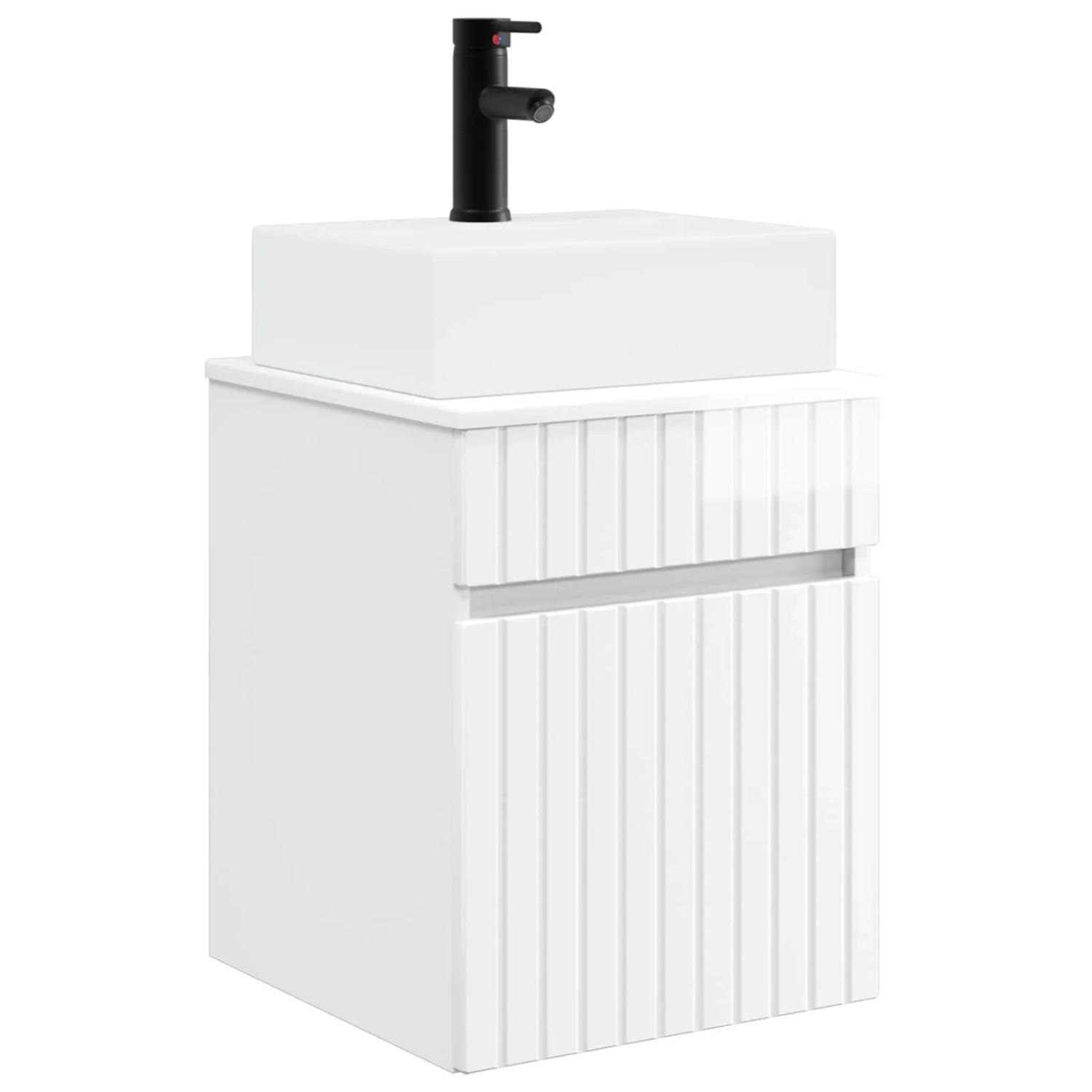 vidaXL Wandmontierter Waschbecken Vanity Hochglanz Weiß 890576