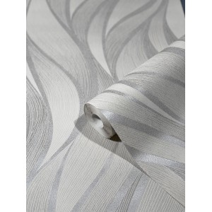 Marburg Vliestapete Hailey mit grafischem Wellenmuster in Beige und Grau.