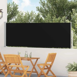 Ausziehbare, schwarze Seitenmarkise (100x500 cm) von vidaXL für Terrasse und Balkon.
