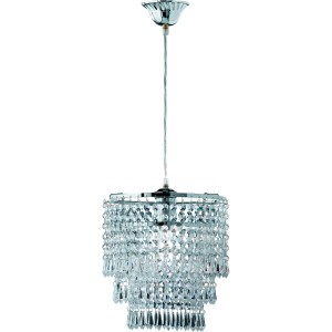 Elegante Reality Pendelleuchte Orient in Chrom mit Acrylbehang, 160 cm hoch.