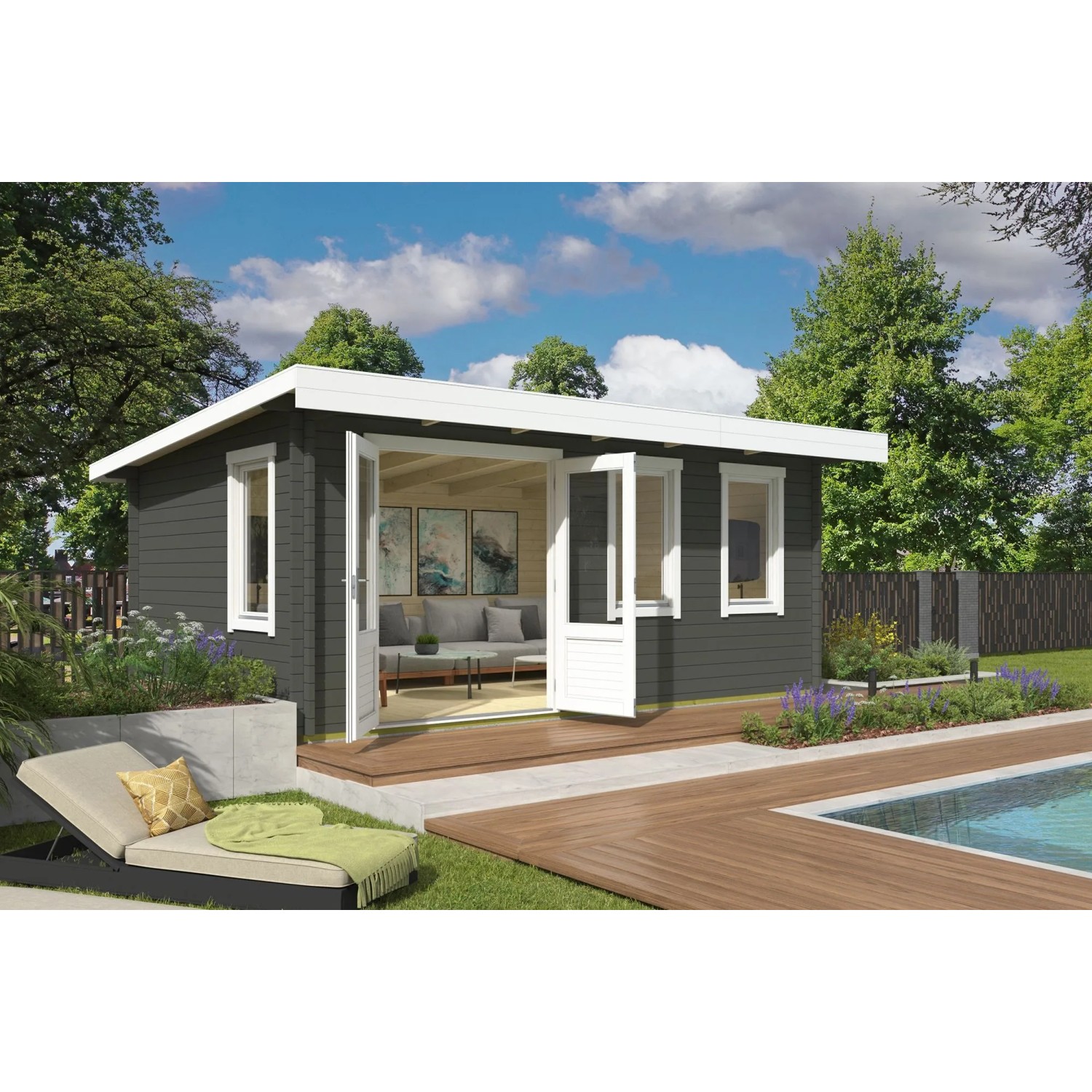 Lasita Gartenhaus Baruda 53 Grau-Grün 510 cm x 330 cm