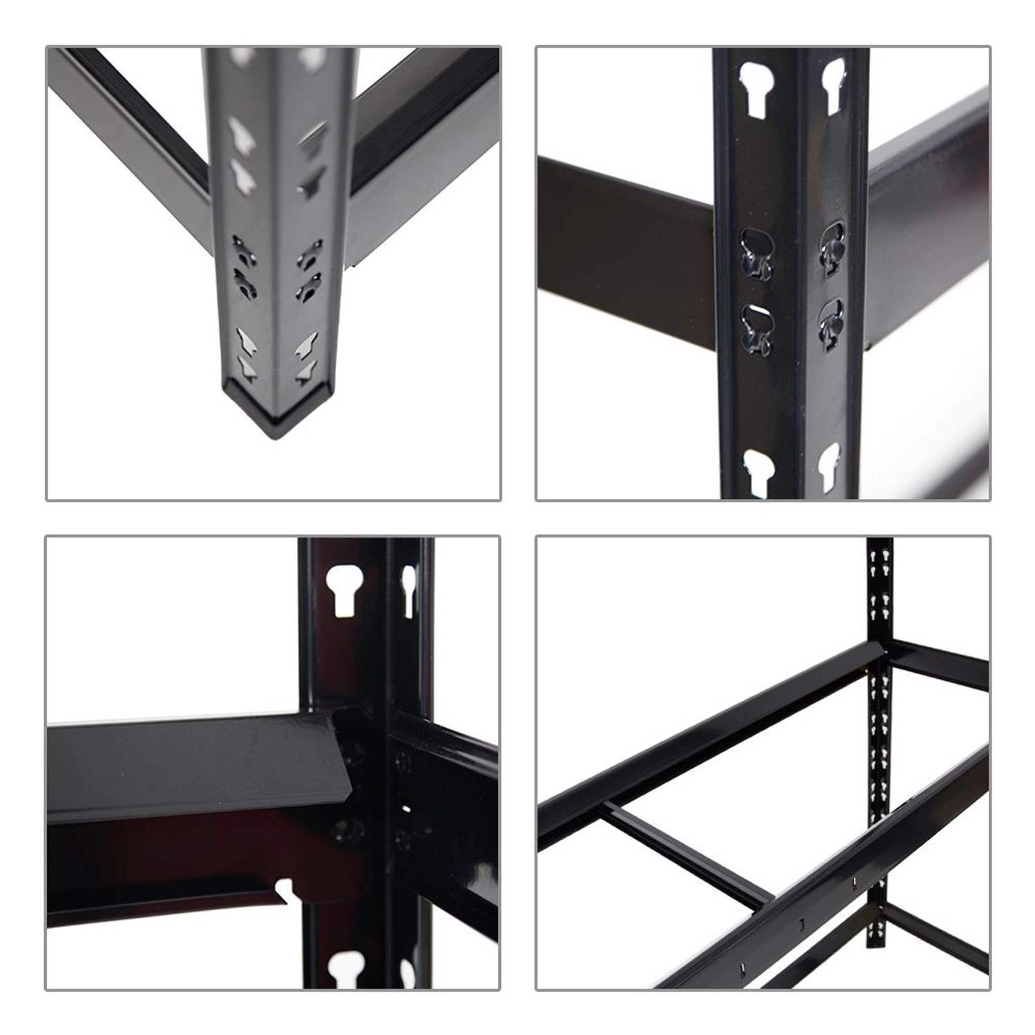 Detailansichten des schwarzen PROREGAL Reifenregals Tiger XL, Stecksystem.