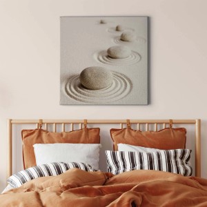 Bricoflor Leinwandbild mit Steinen und Sandmotiv, ein Wellness Wandbild für Bad und Schlafzimmer.