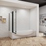 Schwarzer 2-teiliger Badewannenaufsatz 110x140 cm mit Seitenwand aus ESG-Glas