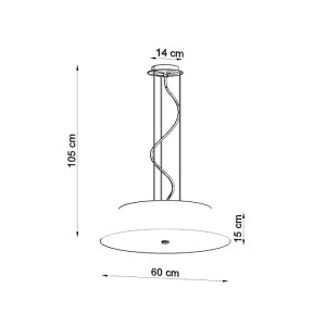 Skizze des schwarzen Sollux Lighting Kronleuchters Vega 60 mit Maßangaben.