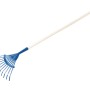 LUX Fächerbesen klein, blau, mit Holzstiel (85 cm), ideal für Laub und Gartenabfälle.
