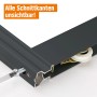 Detailaufnahme Schiebetür-Baupaket Profil Schwarz, Eiche Dekor: Montage mit Schraube und Rollen sichtbar.