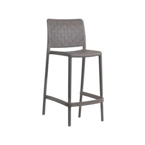 Papatya Barhocker Fame-S, 75 cm hoch, graubraun, mit geflochtener Rückenlehne.