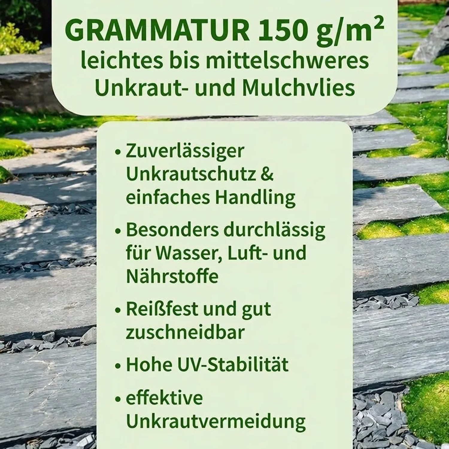 TTL GARDEN Unkrautvlies 150g/m² 2x5m 10m² Schwarz inkl. 20x Erdanker 12cm Extra Starkes Gartenvlies gegen Unkraut_3