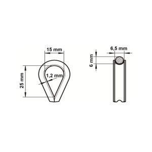 SOTECH Drahtseilkausche für 6 mm Edelstahl AISI 316 V4A