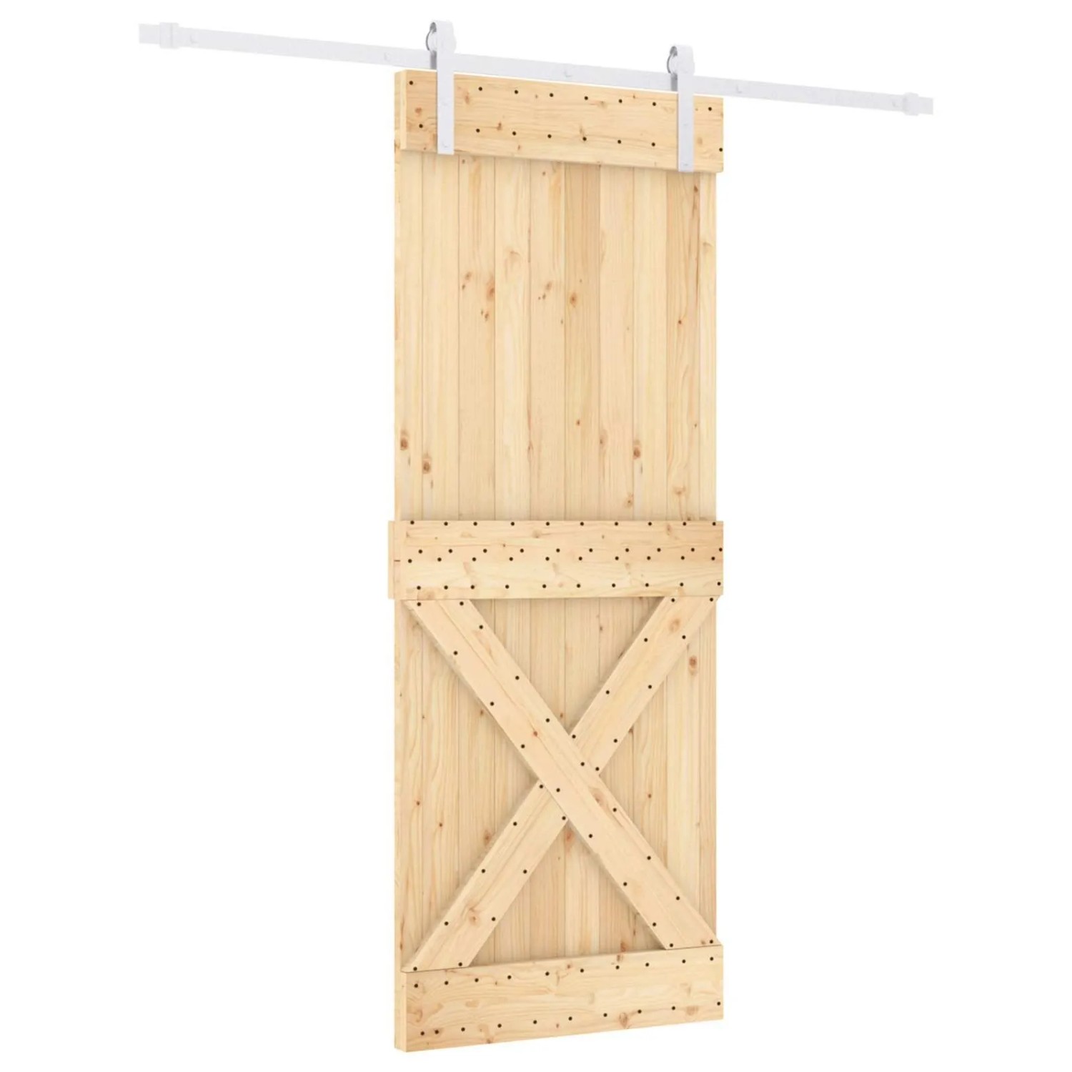 vidaXL Schiebetür Natur und Weiß 80 x 210 cm Massivkiefer 3444964