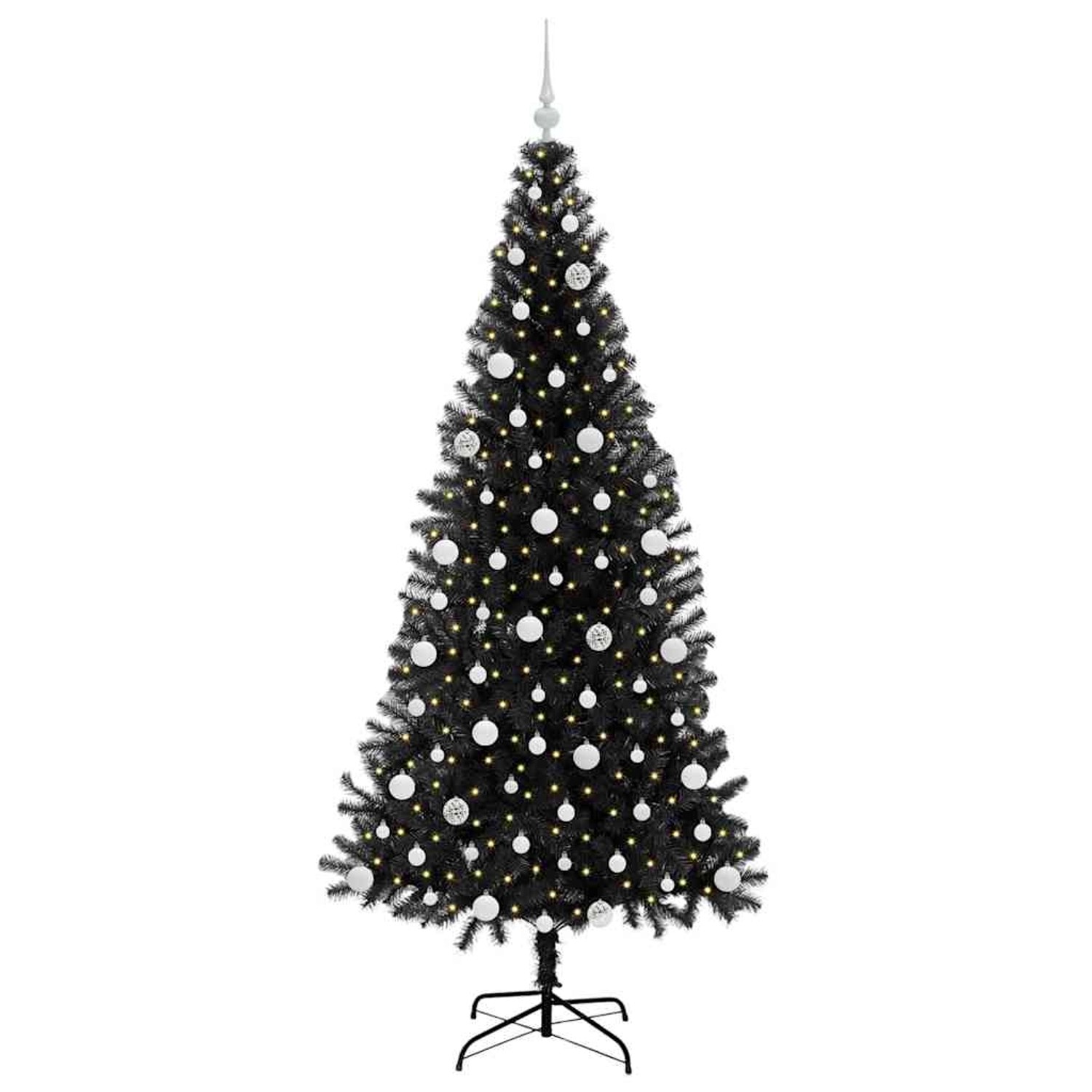 vidaXL Weihnachtsbaum mit 300 LEDs mit Ständer Schwarz 210 cm PVC 3396490