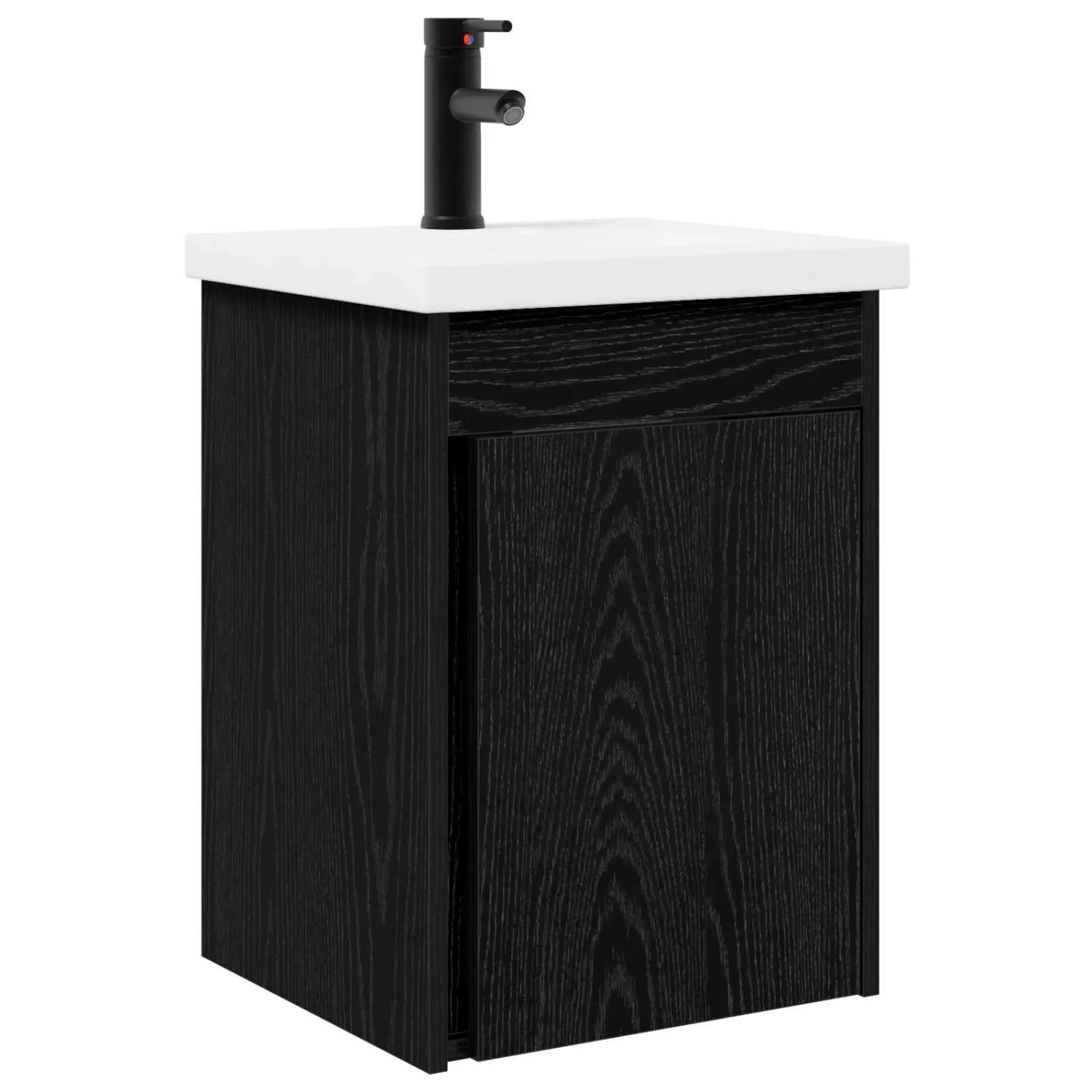 vidaXL Badezimmer Waschtischunterschrank mit Wasserhahn Schwarze Eiche 889530