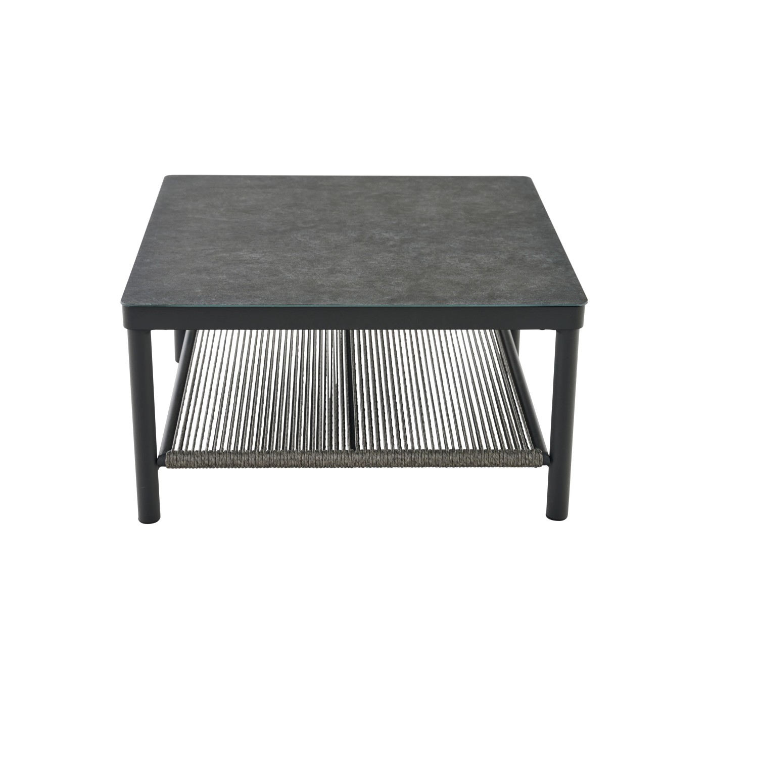 Quadratischer Siena Garden Gartentisch, anthrazit, 75x75 cm, mit Ablage.