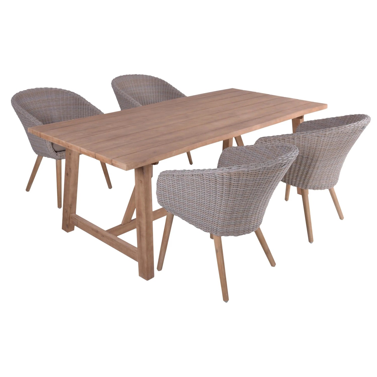 DELUKE Garten-Sitzgruppe PEER 5-tlg. Akazie Braun Gartenmöbel-Set Gartengarnitur Garten-Essgruppe Stühle B Esstisch