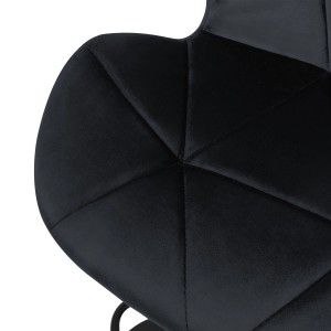 Detailaufnahme: Schwarzer ML-Design Barhocker mit Samtbezug und Rautenmuster.