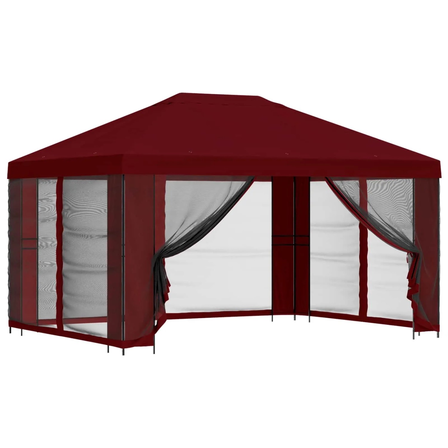 vidaXL Garten Pavillon mit Seitenwänden 4 x 3 m Bordeauxrot 900395