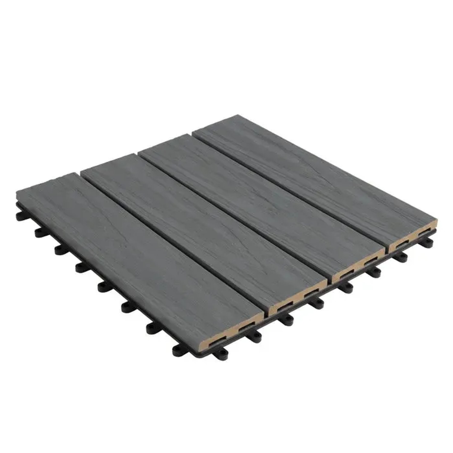 KARAT WPC Terrassenfliese Classic, grau, 30x30 cm, 11er-Set, wetterfest, Klicksystem.