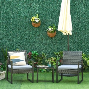 Furnicato Rattan Gartenmöbel Set 2 Personen Polyrattan Balkon Grau Mit Kissen