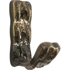 Wandhaken „2020“ aus brüniertem Altmessing, rustikaler Stil.