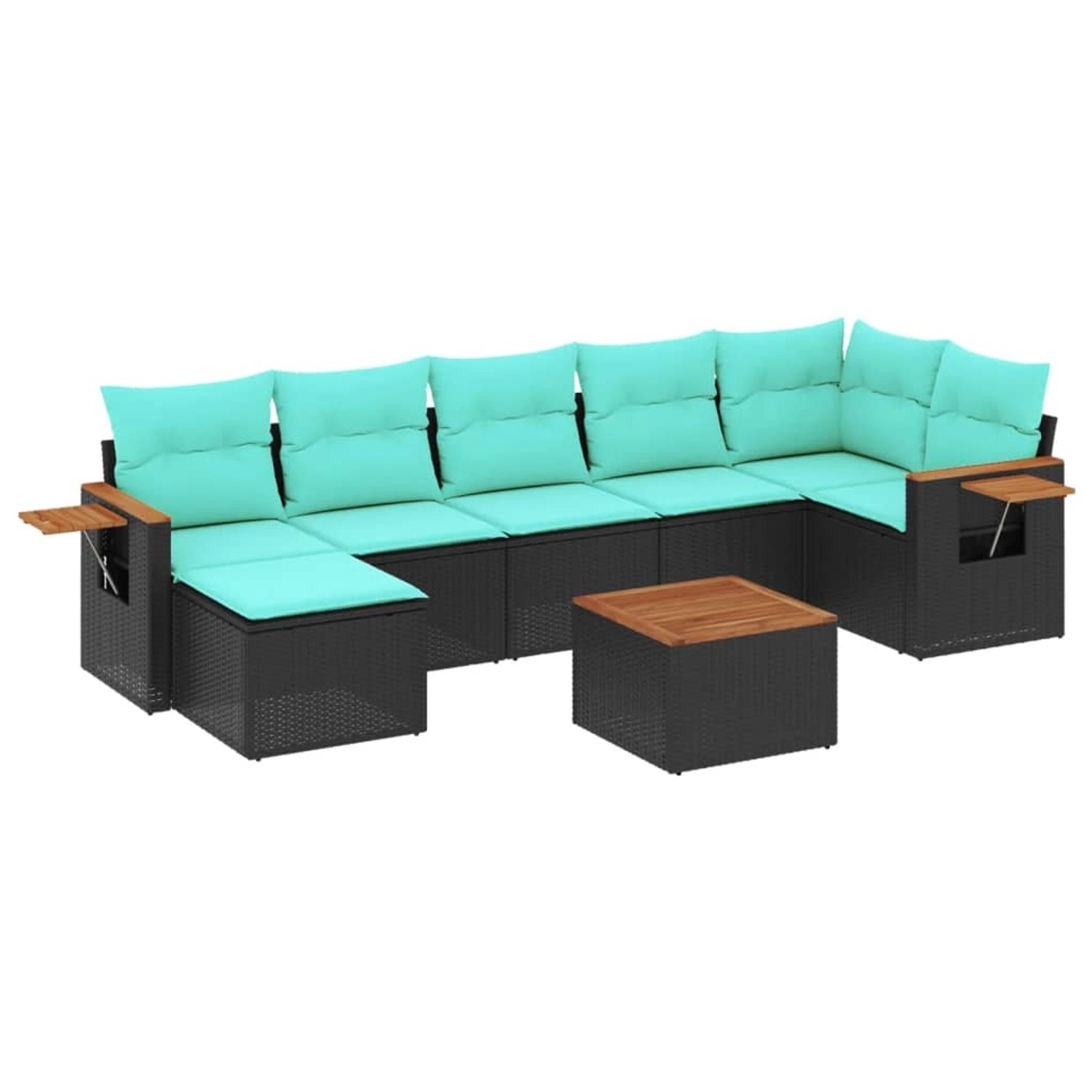 vidaXL 8-Tlg Garten-Sofagarnitur mit Kissen Schwarz Poly Rattan 3227037 günstig online kaufen