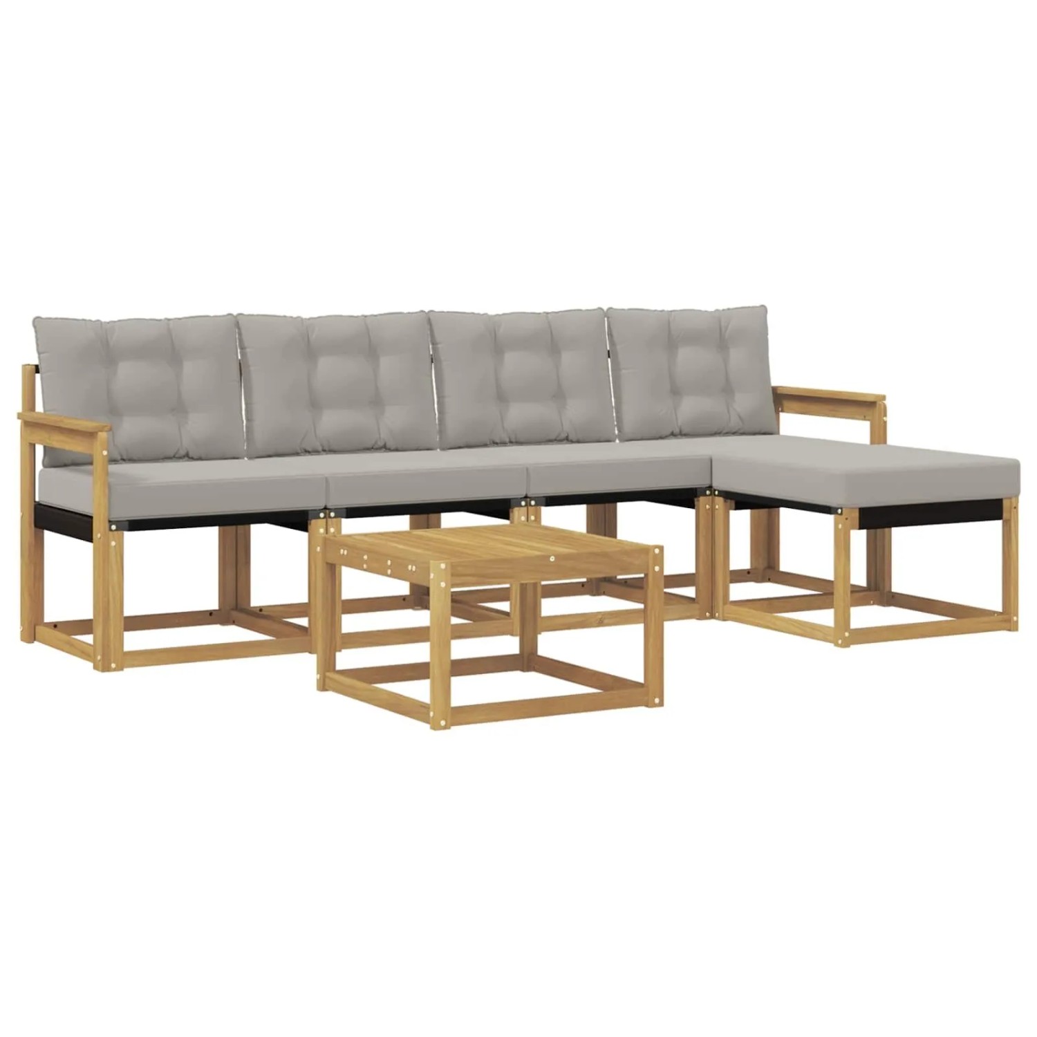 vidaXL Outdoor-Sofagarnitur mit Kissen 6-Tlg Weiß und Hellgrau 3389397