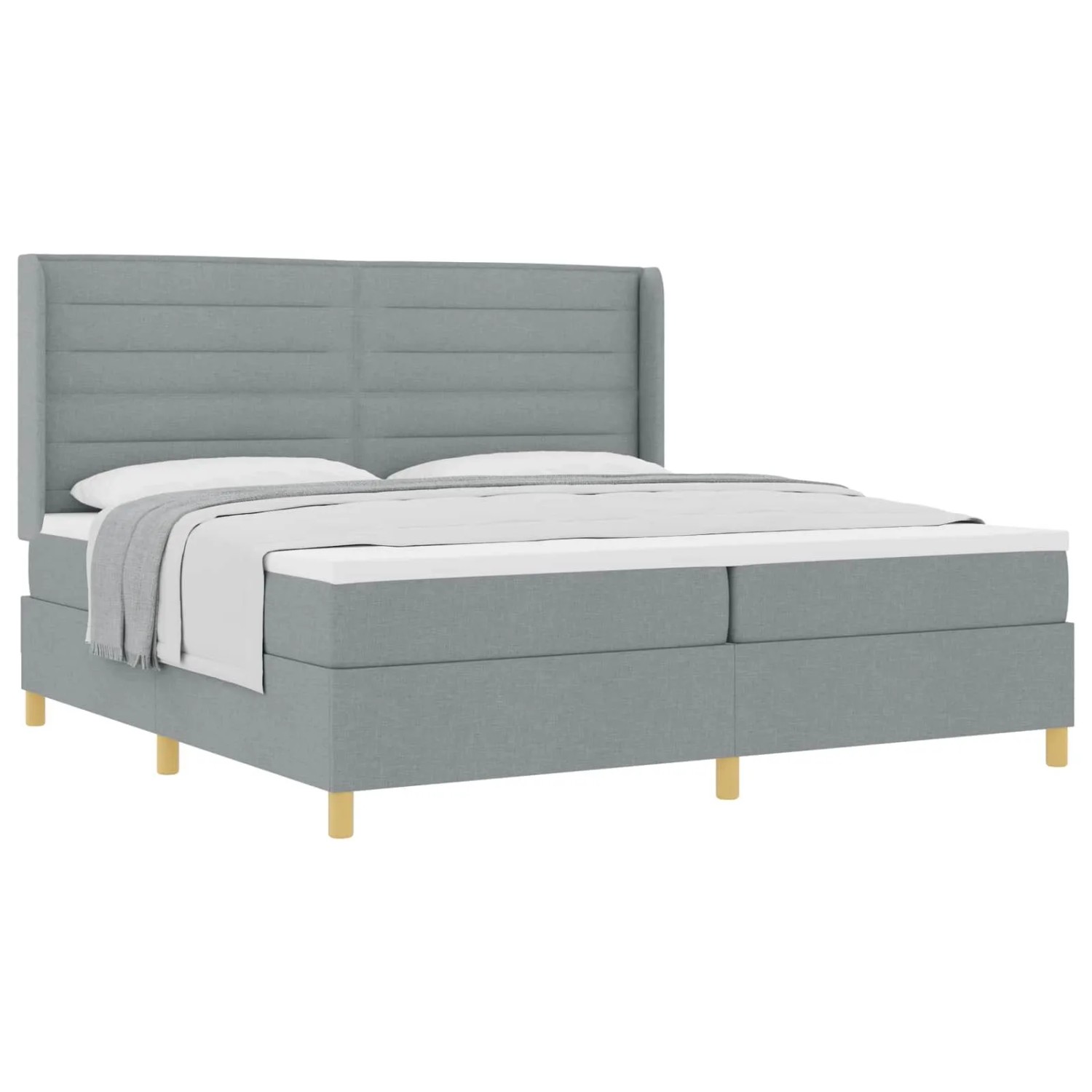 vidaXL Boxspringbett mit Matratze Hellgrau 200 x 200 cm Stoff 3341791 günstig online kaufen