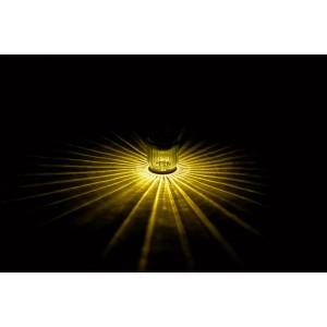 Leuchtende Solar-LED-Dekoleuchte in Rauchblau (Ø 8 cm) für den Außenbereich.