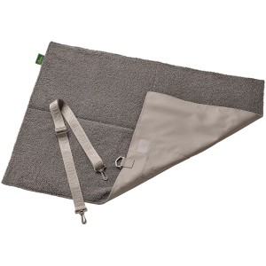Greige Hunter Reisedecke Seoul (96x70cm) mit Tragegurt, wasserfester Unterseite und Plüsch-Liegefläche.