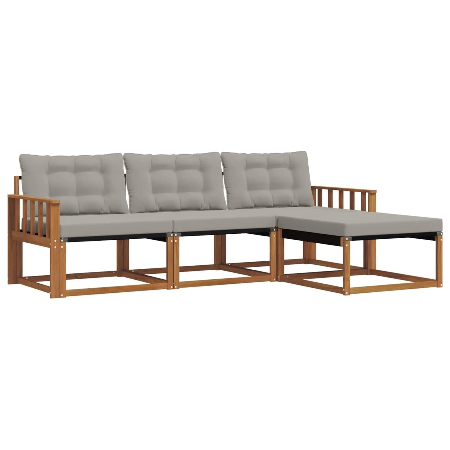 Thumbnail - vidaXL Outdoor-Sofagarnitur mit Kissen 4-Tlg Natur und Hellgrau 3369334