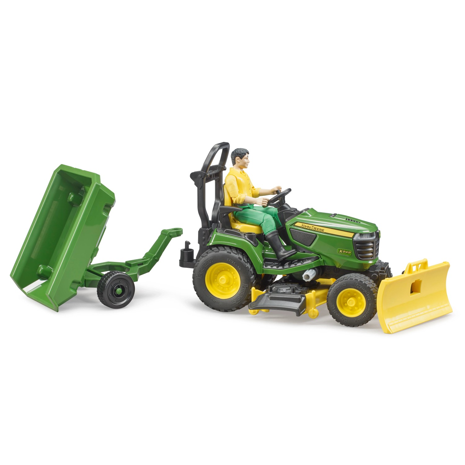 john deere mähdrescher spielzeug Bruder John Deere Aufsitzrasenmäher Spielzeug mit Anhänger + Gärtner