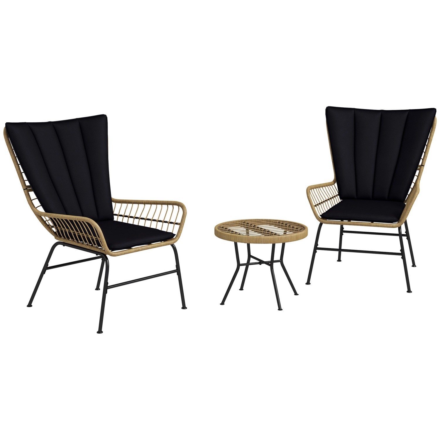 Outsunny Rattan-Sitzgruppe PE-Rattan Polyester 76L x 66B x 96H cm Schwarz