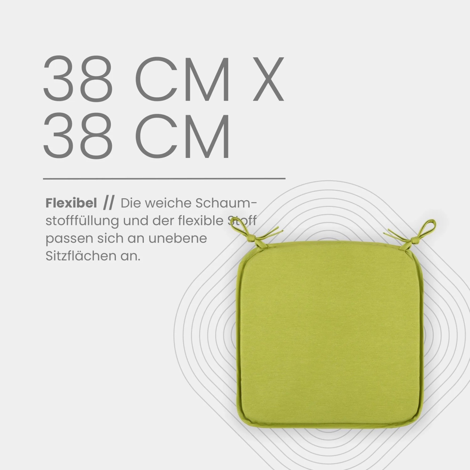 Bestlivings Stuhlkissen Canvas Grün, 38x38x2 cm, 4er-Pack. Sitzkissen für Stuhl und Gartenstuhl.